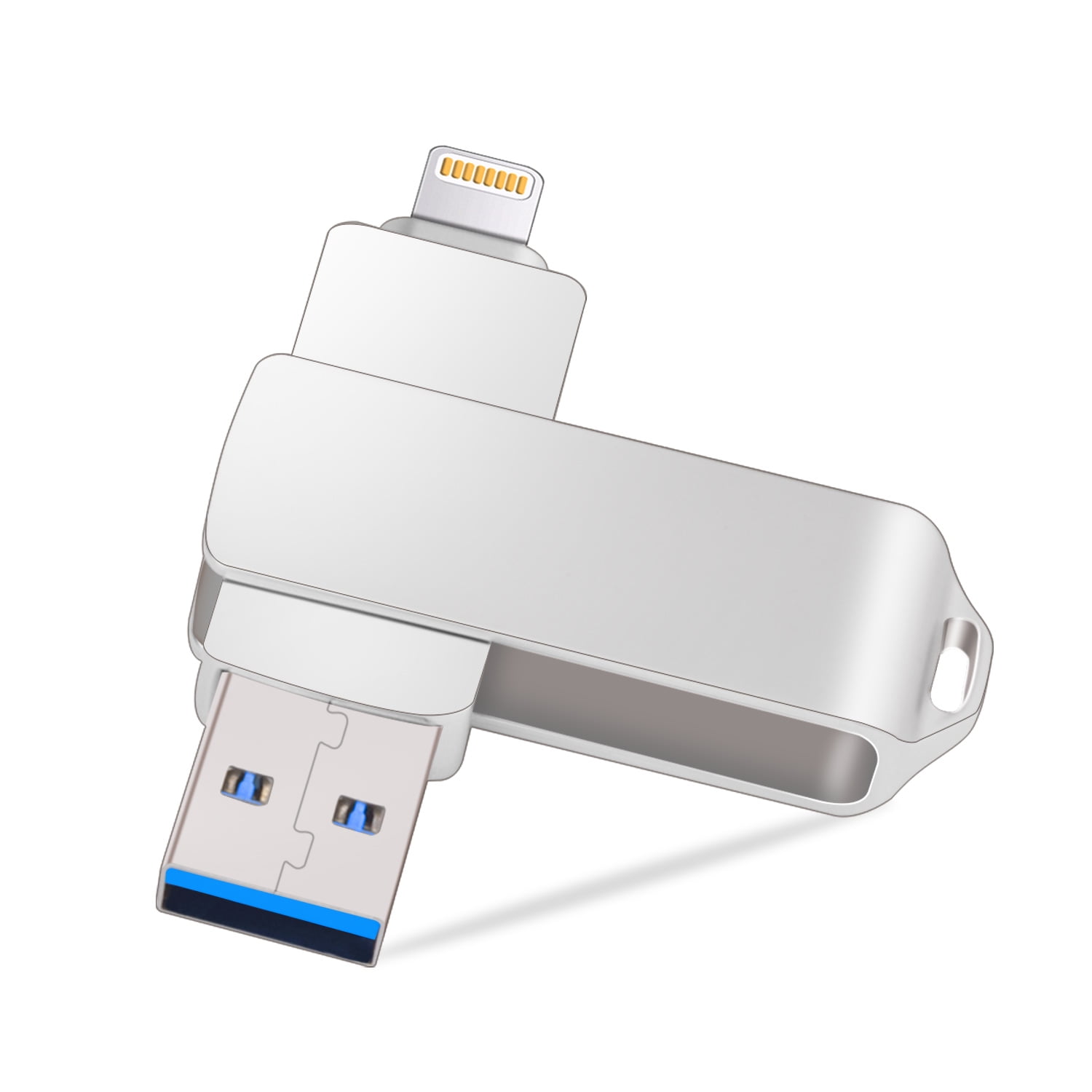 Kootion 32GB USB Flash Drive for iPhone USB USB 3-In-1 Metal Thumb Drive 3.0 Jump Drives USB Memory Stick Storage for iOS iPhone iPad MacBook PC, Silver -