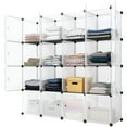 thumbnail image 2 of 16-Cube Storage Organizer, Eco-Friendly Closted Cube Storage Shelf, Stackable DIY Plastic Closet Cabinet, Closet Storage Shelves with Doors, Modular Clothing/Toys/Book Organizer Containers, A1732, 2 of 3