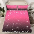 thumbnail image 2 of Feelyou Fashion Pink Diamond Queen Sheet Sets, Bling Stars Print Flat Sheet, Teens Kids Women Girls Queen Fitted Sheet, Breathable Home Decor, 4 Pieces, 2 of 7