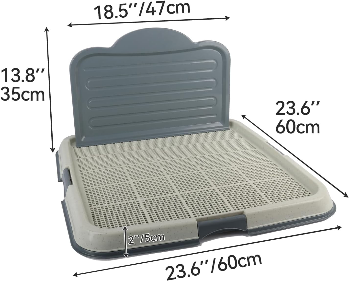 Male Dog Pee Pad Holder with High Wall, 23.5"x23.5" Indoor Potty Tray for Medium/Large Dogs, Reusable Large Training Pad Holder with Splash Guard, Includes 4 Pee Pads, Anti-Slip & Easy to Clean