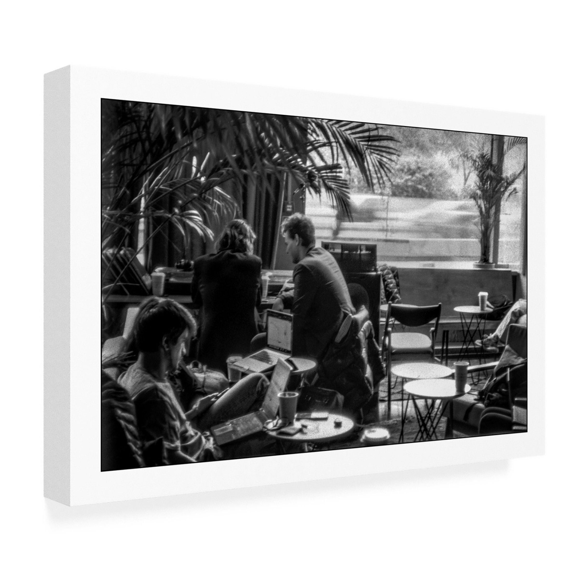 Canvas Wall Art - Yury A Melnikov 'Coffee Shop Interior Visitors And Coffee' Wall Art for Living Room, Bedroom, or Office Décor by Trademark Fine Art - 24 x 16 Inches