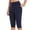 Navy, variant on Women's High Waisted Knee Length Leggings with Pockets, Soft Slim Fit Yoga Capris Tummy Control Workout Pants, Casual Exercise Sweatpants