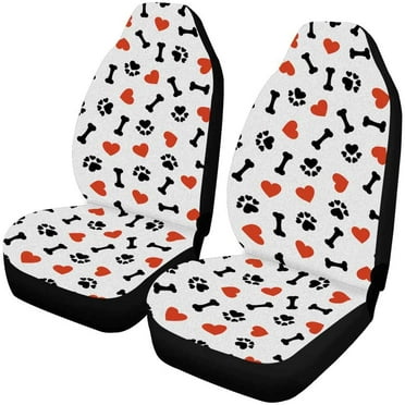 FMSHPON Set of 2 Car Seat Covers Red Heart Paw Dog2 Universal Auto Front Seats Protector Fits for Car,SUV Sedan,Truck