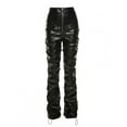 thumbnail image 1 of xiaxaixu Women Leather Pants, Ruched High Waisted Solid Color Zipper Trousers, 1 of 9