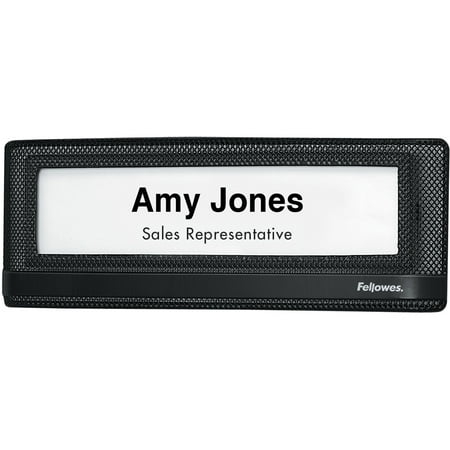 - Fellowes, FEL7703201, Mesh Partition Additions™ Name Plate, 1 Each, Black,Clear Cover