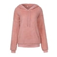 thumbnail image 3 of Fesfesfes Women Hooded Loose Solid Color Long Sleeve Hooded Cute Plus Fleece Jacket or, 3 of 9