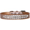 thumbnail image 1 of Two Row Clear Jewel Croc Dog Collar Copper Size 14, 1 of 1