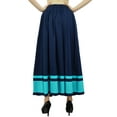 thumbnail image 3 of Bimba Women's Long Maxi Skirt With Contrast Border Boho Skirt With Elastic Waist, 3 of 7