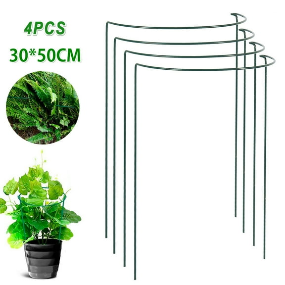 HOTBEST 4PCS Garden Plant Support Stake Half Round Metal Garden Plant Supports, Green Garden Plant Support Ring, Garden Border Supports, Plant Support Ring Cage for Tomato, Roses, Hydrangea