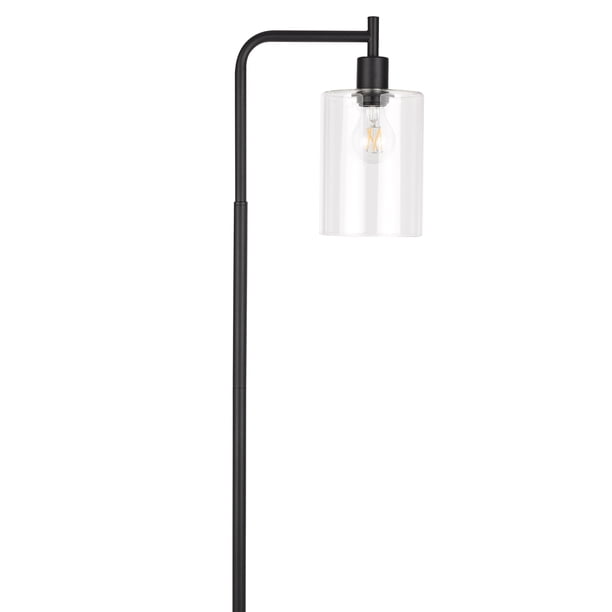 Industrial Floor Lamp with Hanging Glass Shade Indoor Light with E26 7W LED Bulb Modern Standing Lamp Tall Light for Living Room Bedroom Office Foot Switch