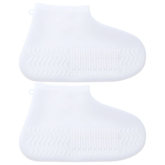 CTIRCHIU 2Pcs Silicone Shoes Cover Anti-Slip Overshoe Rain-Proof Shoe Protector Shoes Accessories Size S White