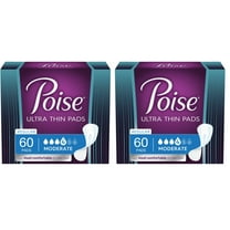 Poise Ultra-Thin Incontinence/Bladder Control Pads, Moderate Absorbency, Regular Length, 60 Count - 2 Pack