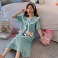 thumbnail image 3 of Camisones de algodón con lazo para mujer, ropa de dormir de seda lechosa, vestido de dormir estampado, ropa de casa, pijama 2024, 3 of 5