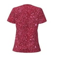 thumbnail image 3 of Uemuo Red Glitter Drawing Women's Deep V-Neck Low Cut Tops - Casual Loose Fit with Stainless Steel Loop, Soft, Breathable, Perfect for Office, Travel, and Daily Wear-Medium, 3 of 5