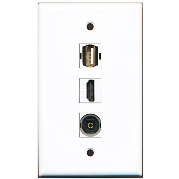 RiteAV - 1 Port HDMI and 1 Port USB A-A and 1 Port Toslink Wall Plate