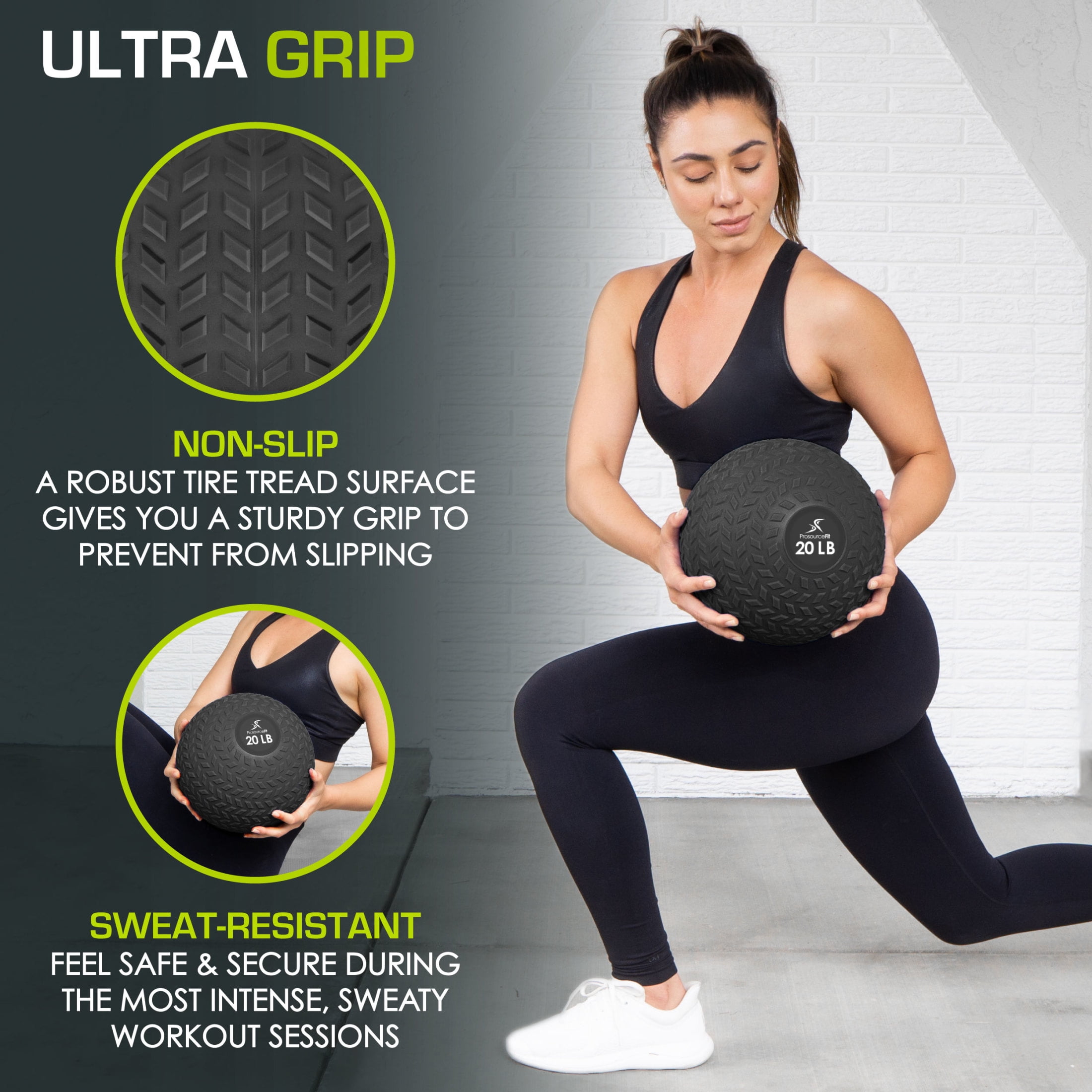 ProsourceFit Tread Slam Medicine Balls w/ Ultra Grip for Weighted Workouts