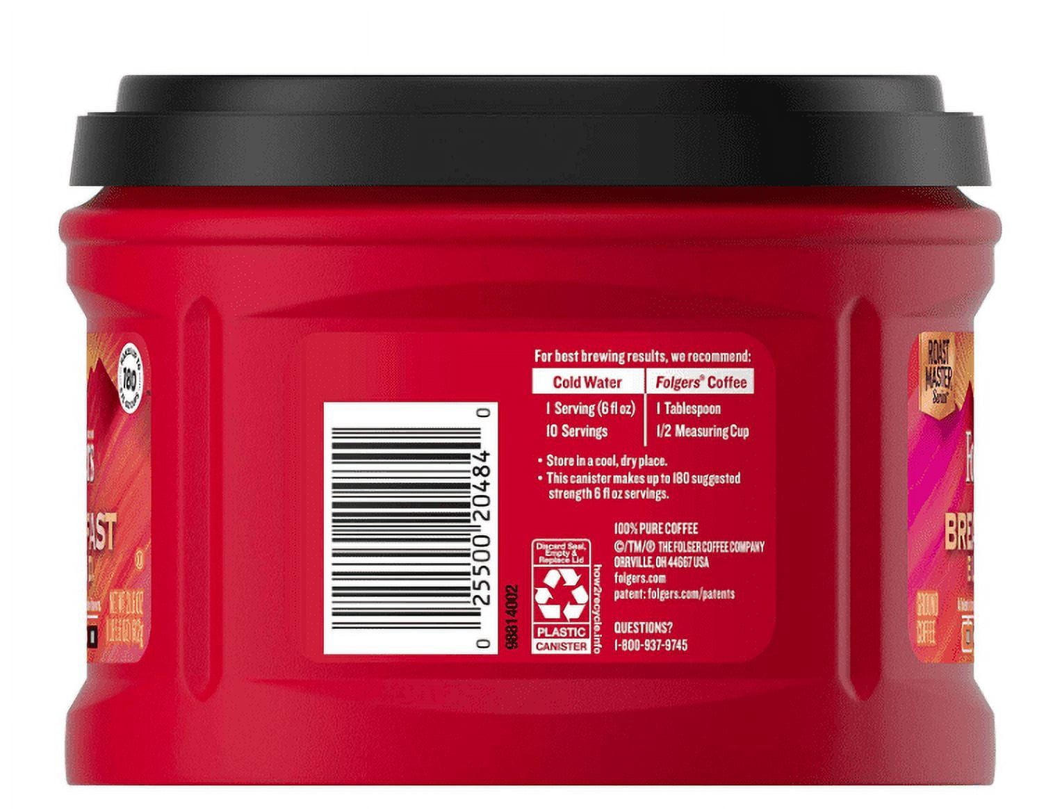 Folgers Breakfast Blend Mild Roast Ground Coffee, 21.6 Ounces (Pack of 3)