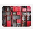 thumbnail image 1 of Industrial Bath Mat, Fuse Cabinet Close Up Photo Industrial Type Junction Cables Box Electricity, Non-Slip Plush Mat Bathroom Kitchen Laundry Room Decor, 29.5 X 17.5 Inches, Red White Grey, Ambesonne, 1 of 2