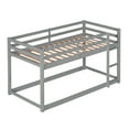 thumbnail image 6 of Euroco Twin over Twin Floor Bunk Beds with Ladder and Guardrail for Kids Teens, Gray, 6 of 10