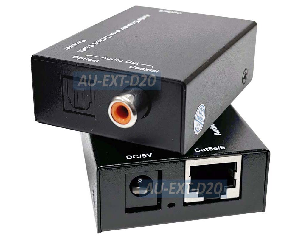 Digital Optical Coaxial SPDIF Audio Extender Over CAT5e CAT6 Cable Kit - image 1 of 5