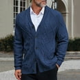 thumbnail image 2 of CharmCyan Men's Classic Cable Knit Cardigan Sweater with Button Down Closure and Shawl Collar for Business Casual Wear Dark Blue 2XL, 2 of 2
