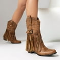 thumbnail image 4 of SACFOF Cowboy Boots for Women Cowgirl with Fringe Star Studded Pointed Toe Chunky Heel Pull-On Western Country Boot, 4 of 6