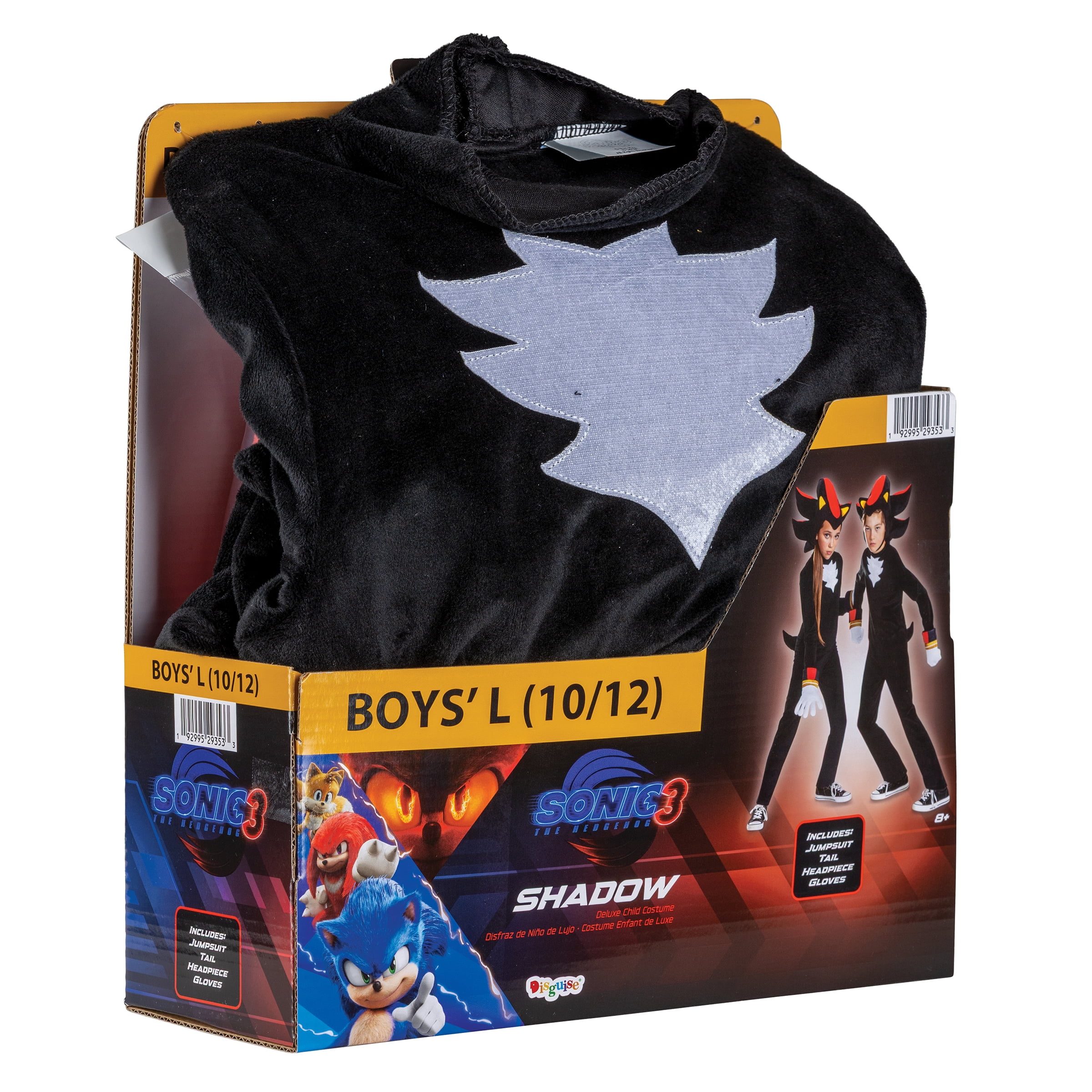 Sega Sonic Movie 3 Shadow Halloween Costume for Children, Boys Size L (10/12), by Disguise