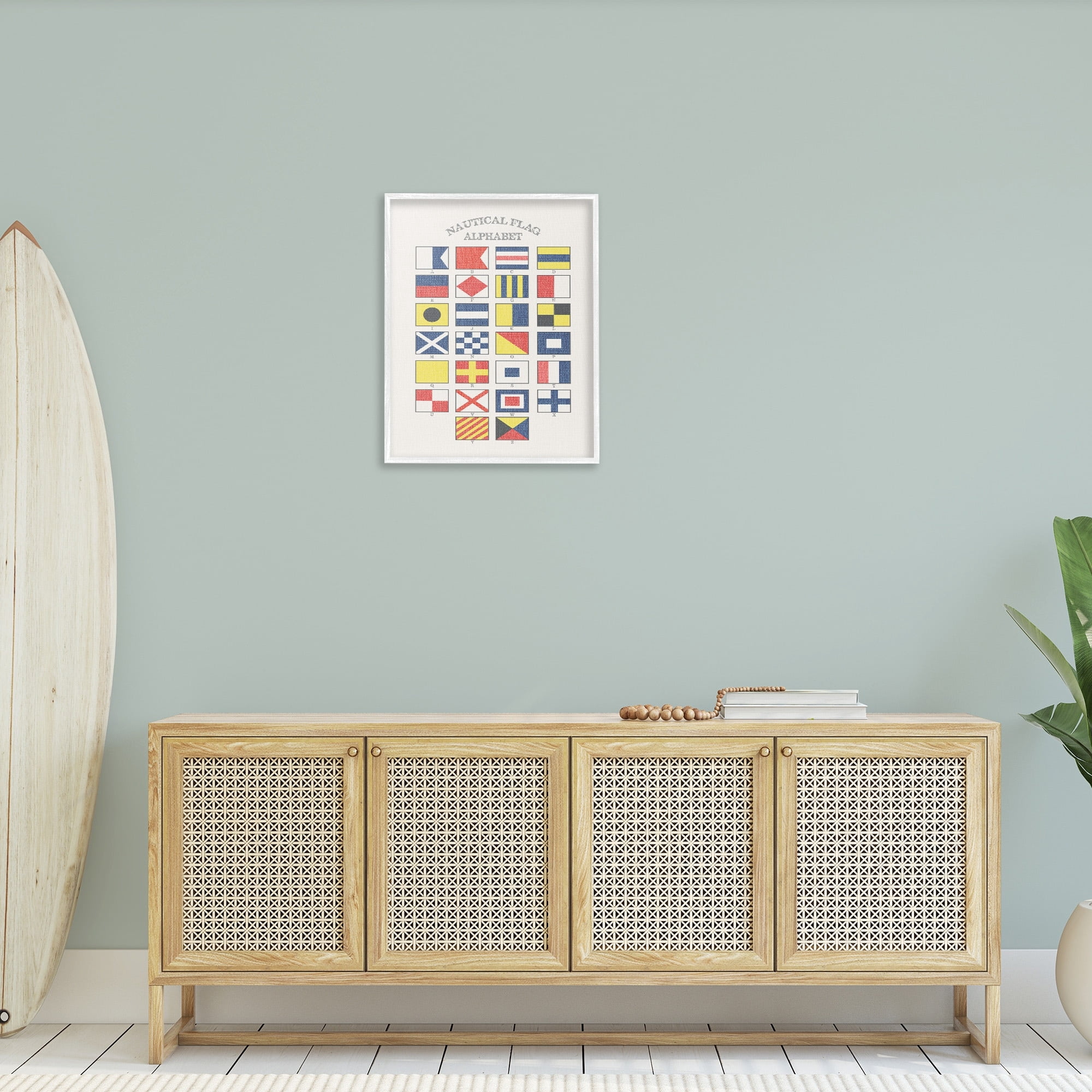 Stupell Industries Nautical Flag Alphabet Graphic Art White Framed Art Print Wall Art, 24x30, by Daphne Polselli