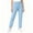 #Light Blue, variant on Women's Elastic High Waist Straight Leg Pants,Side Patch Pocket Ankle Length Casual Work Trousers,Light Blue,Women's Plus Size L