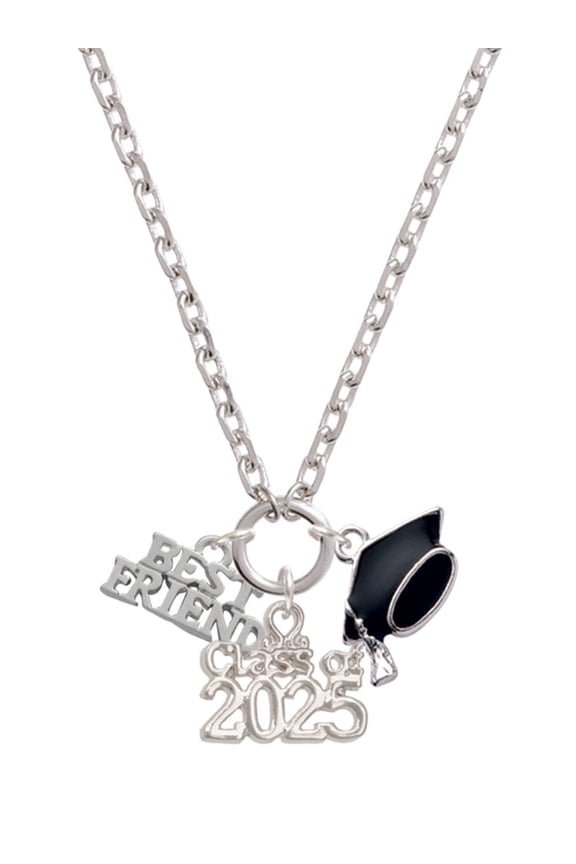 Silver-tone Best Friend - Silver-tone Class of 2025 Graduation Zoey Necklace, 28"