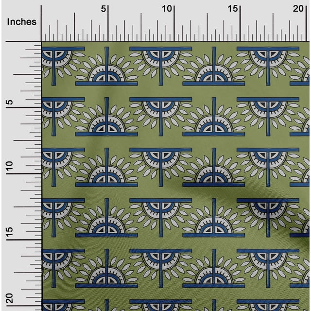 oneOone Cotton Cambric Fabric Floral Block Printed Craft Fabric BTY 56 Inch Wide
