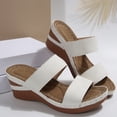 thumbnail image 5 of ShiShine Womens Wedge Heel Slide Sandals Casual Summer Double Strap Comfortable Slip On Shoes, 5 of 9