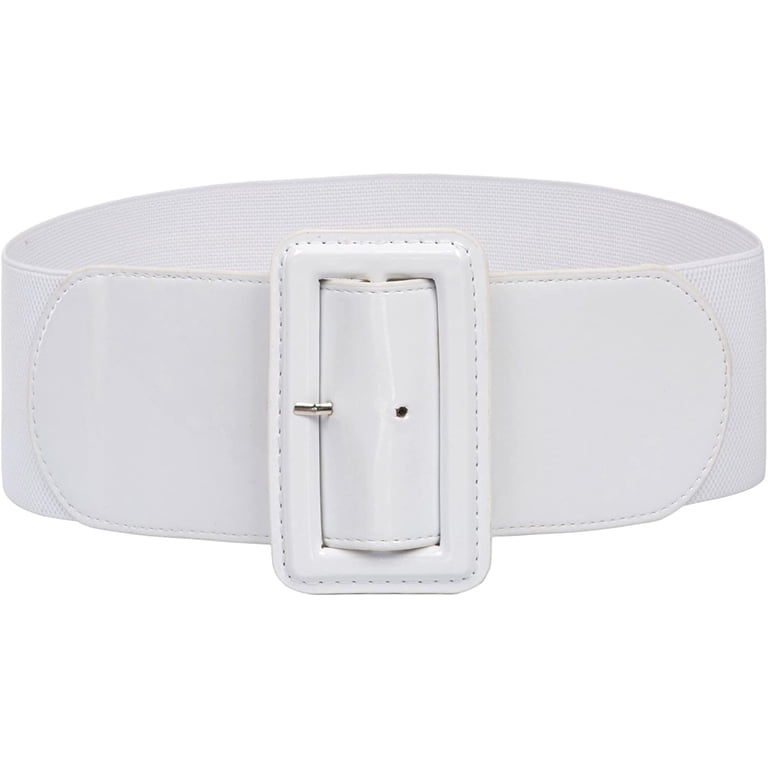 Women\'s Stretchy Belt 1950s 3 Inch Wide Elastic Belts, Black & White Women main image 4