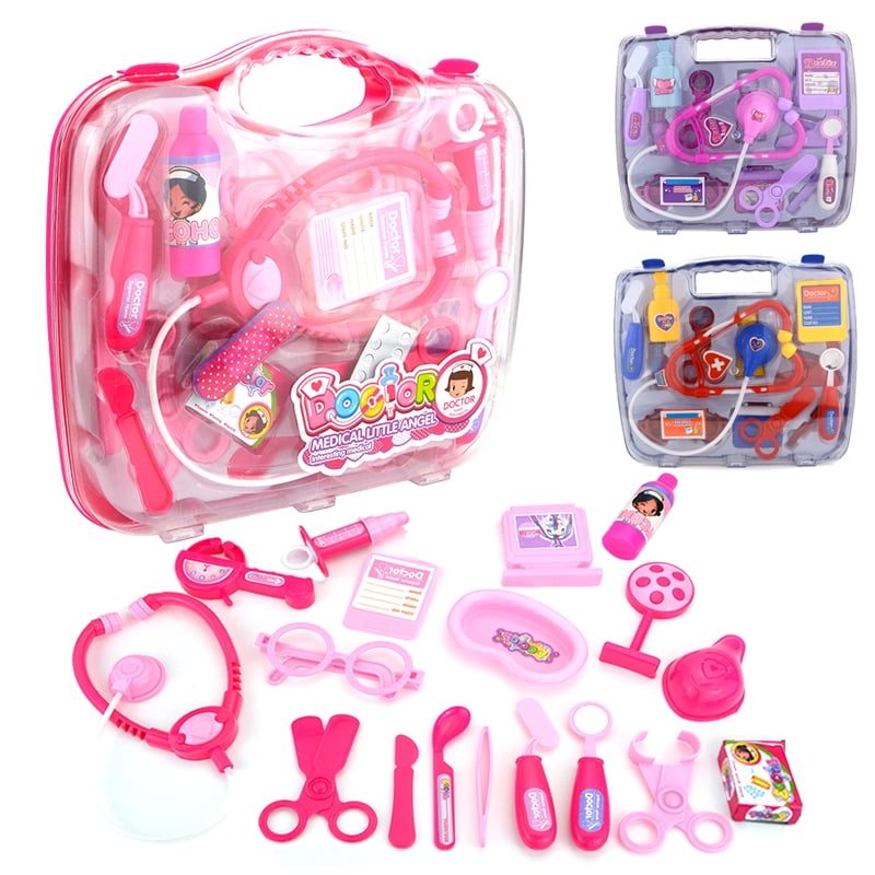Doctor Medical Kid Role Play Pretend Toy Set Nurse Carry Box Truck Kit Case Pink 