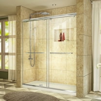 DreamLine Charisma 32 in. D x 60 in. W x 78 3/4 in. H Frameless Bypass Shower Door in Chrome with Left Drain White Base