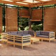 thumbnail image 5 of vidaXL Solid Pinewood Patio Lounge Set 9 Piece with Cushions Multi Colors, 5 of 44