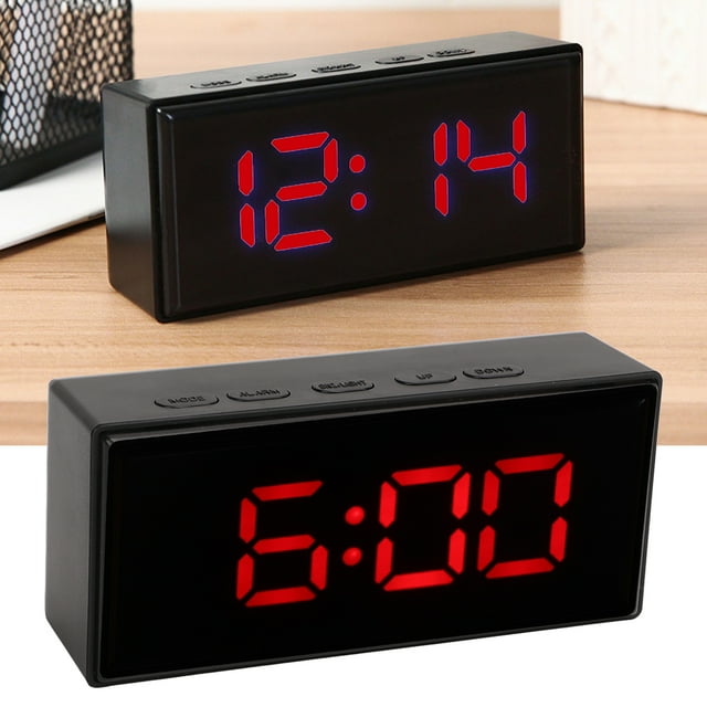 Digital Alarm Clock with Smart Light Sensing LED, Temperature Sensor, Two Display Modes, Streamlined Design, Clear Display, Mirror Function, Two Level Brightness Adjustment