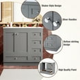 thumbnail image 6 of 36 inch Shaker Style Free-Standing Bathroom Vanity Cabinet with Ceramic Sink, 4 Soft-close Drawers and 2 Soft-close doors, 6 of 9