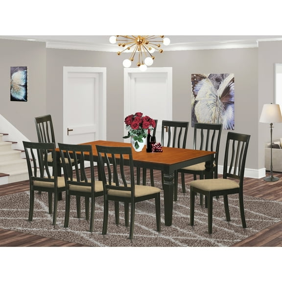 Classic Dining Table Set - Kitchen Table with 8 Chairs - Modern Farmhouse Style