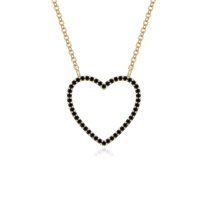 Natural Black Onyx Heart Shape Pendant Necklaces for Women in 18K Yellow Gold Vermeil, July Birthstone Jewelry Gifts for Her Birthday, Anniversary, Mothers Day , Christmas, Graduation, Valentines