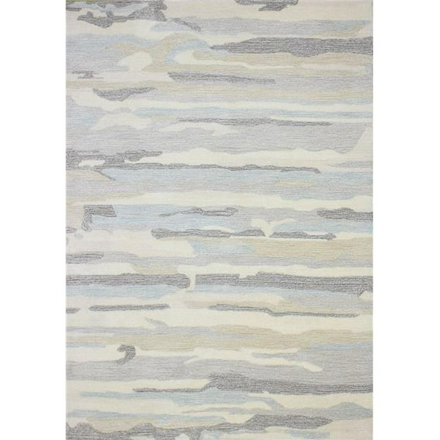 Bashian S217-IVAQ-2.6X8-VW227 Bashian Norwalk Collection Abstract Contemporary Wool & Viscose Hand Tufted Area Rug, Ivory & Aqua - 2 ft. 6 in. x 8 ft.