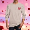 thumbnail image 2 of BiZtdJrK Long Sleeve T Shirt for Men Plus Size Heart Print Casual Tee Tops Lightweight Loose Fit Basic Tees Valentines Gifts Beige XXL, 2 of 6