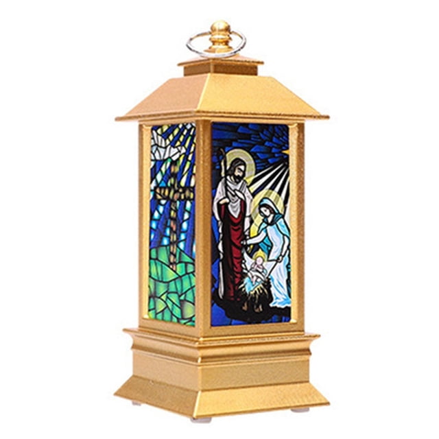 Christmas Led Light Up Lantern Xmas Table Lamp Ornament Decoration Wind Lantern