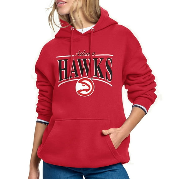 Women's Starter Red Atlanta Hawks Arch Stripe Fleece Hoodie