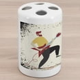 thumbnail image 1 of Rock and Roll Ceramic Toothbrush Holder, Grungy Pattern of a Young Man Performing, Decorative Versatile Countertop for Bathroom, 4.5" X 2.7", Ivory Multicolor, 1 of 4