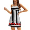 thumbnail image 1 of Robe Évasée à Rayures Noires et Blanches avec Cœurs Rouges, Design Mode, Grande Taille, Robe Ample, Rayures Noires, 1 of 5
