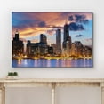 thumbnail image 3 of wall26 Canvas Print Wall Art Chicago City Sunset Night Skyline Architecture &amp; Maps Cityscape Photography Realism Global Scenic Colorful Multicolor for Living Room, Bedroom, Office - 24"x36&q, 3 of 5