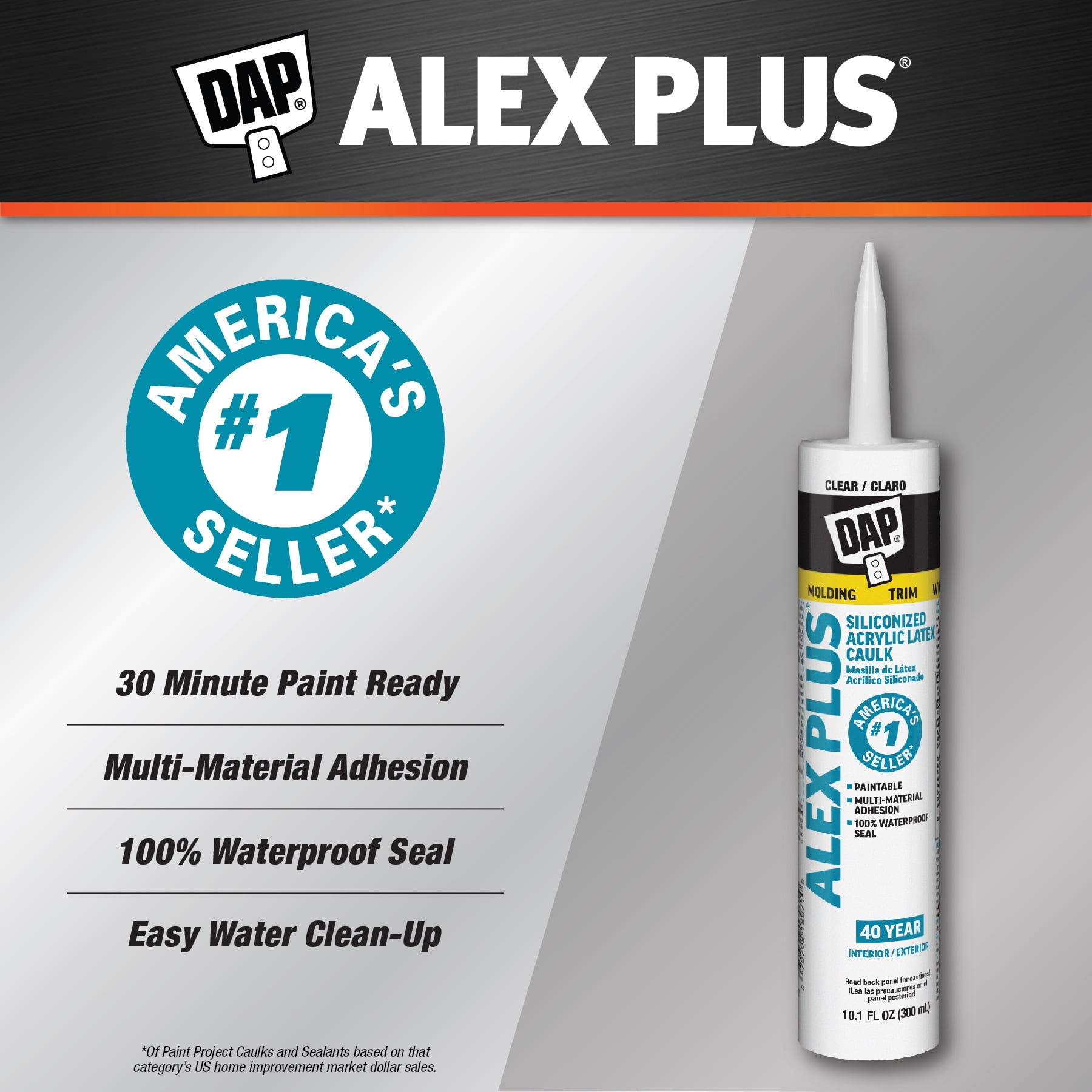 (30 pack) DAP Alex Plus 10.1 oz Clear All Purpose Acrylic Latex Caulk Plus Silicone