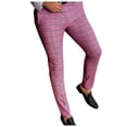 thumbnail image 3 of SNOWSONG Men's Pants, Mens Plaid Pencil Pants Zipper Elastic Waist Pants Trousers, Mens Casual Pants, Chino Pants Slim Fit, Slacks for Men 1PC Pants Red S, 3 of 7