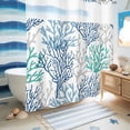 thumbnail image 5 of No Hook Shower Curtain, Blue Teal Grey Coral Coastal Shower Curtains for Bathroom with See Through Top Window, Summer Beach Nautical Ocean Waterproof & Washable Bath Curtain 66"x72", 5 of 9